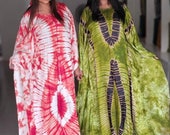 Tie dye maxi gown. Kaftan for women. Adire silk gown. Beach wear. Summer dress. Silk batik dresses