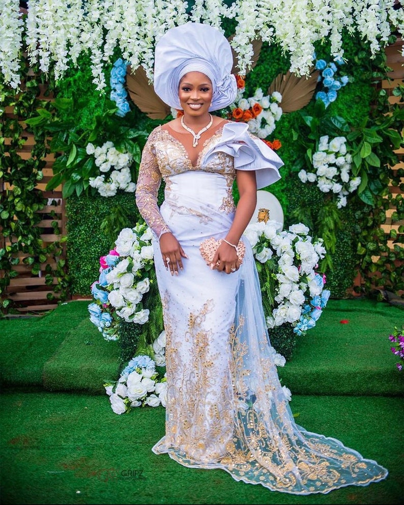White Net George Dress for Wedding. Igbo Wedding Attire. - Etsy