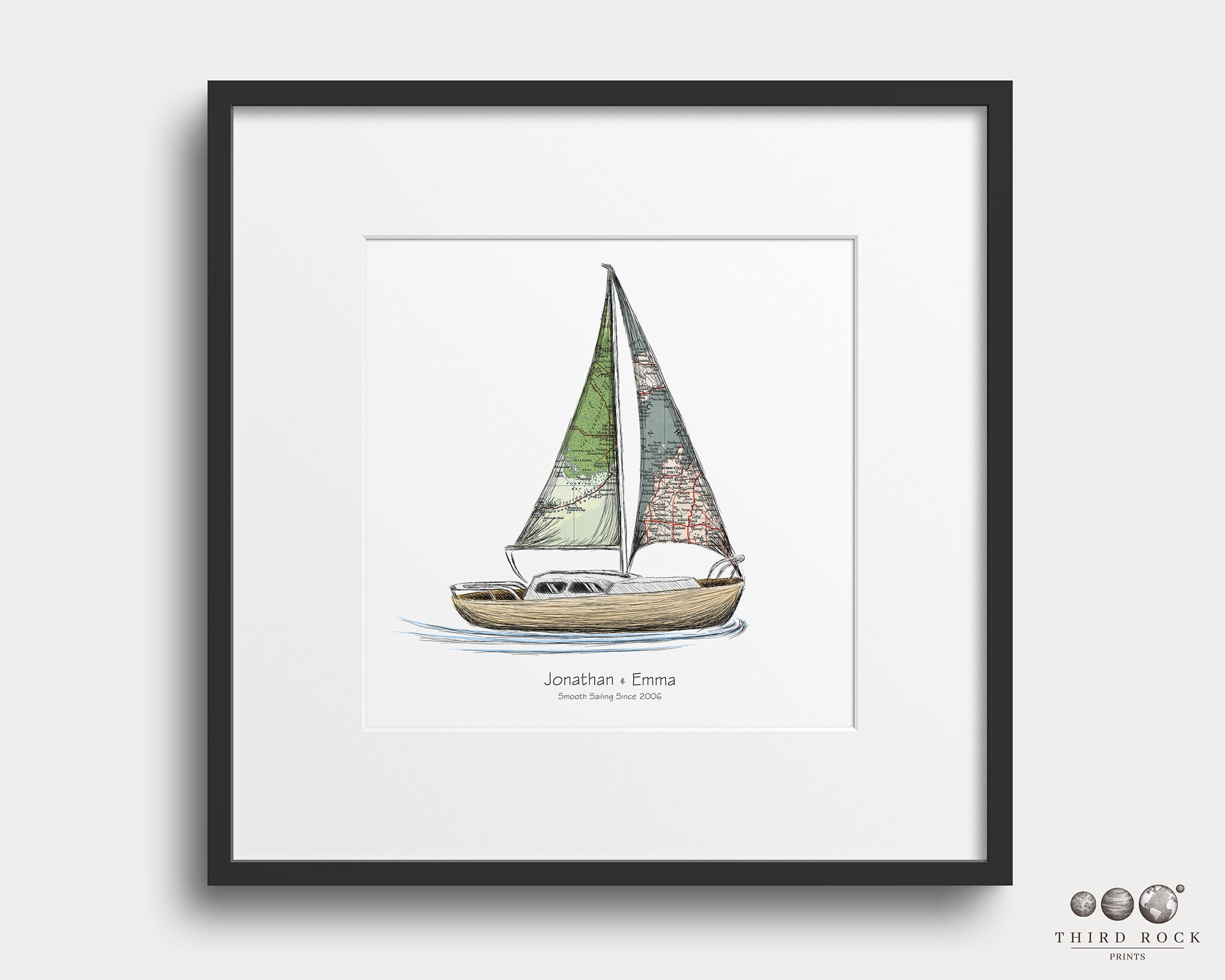 Nautical Adventures Sail Boat Custom Map Art Come Sail Away Etsy