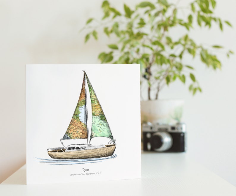 Nautical Adventures Sail Boat Custom Map Art Come Sail Away Etsy