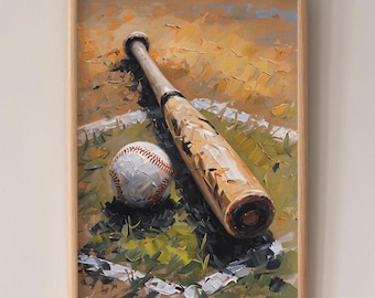 野球の壁アートプリント、印象派アート、スポーツルームの装飾、選手やファンへのギフト、ビンテージスタイルのポスター、遊び心のある装飾、スポーツアート