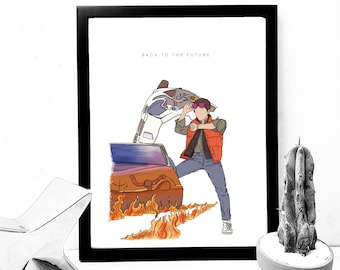 BACK To The FUTURE Digital Cartoon Print Size A2