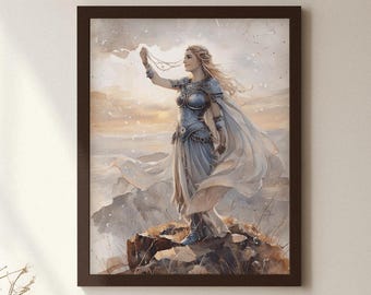Norse Deity Freya Poster, Mythology Wall Art, Viking Decor, Norse God Art, Thor Illustration, Norse Mythology Wall Decor, Norse Freyja