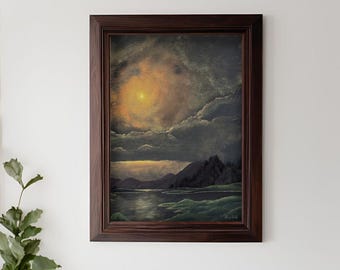 Sunset Canvas Print (Physical Canvas), Serene Landscape Wall Art, Nature Decor, Gift for Nature Lovers, Home Aesthetic, Calm Ambiance
