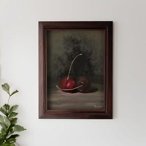 Cherry Still Life Canvas Print (Physical Canvas), Elegant Art for Home Decor, Fine Art Wall Art, Kitchen Decoration, Gift for Art Lovers