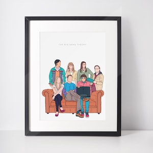 The BIG BANG THEORY Color Print, Illustration, Big Bang Theory Art, Sitcom Art, Tv Show Art, Big Bang Theory Gift, Comedy Gift, Sitcom Lover