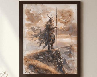 Norse Deity Odin Poster, Viking Art, Mythology Wall Decor, Odin Art Print, Nordic God, Pagan Decor, Gift for Him, Norse Deity Artwork