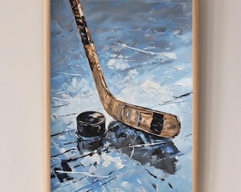 Poster artistico di hockey, arte impressionista, perfetto per gli appassionati di sport, arredamento per la casa, regali per giocatori, arte murale fantastica, arredamento per la stanza di hockey su ghiaccio, hockey