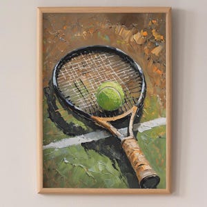 Pôster de arte de tênis, arte impressionista, decoração de parede esportiva, presente para amantes de tênis, arte de tênis, impressão de tênis vintage, decoração de sala de esportes, tênis