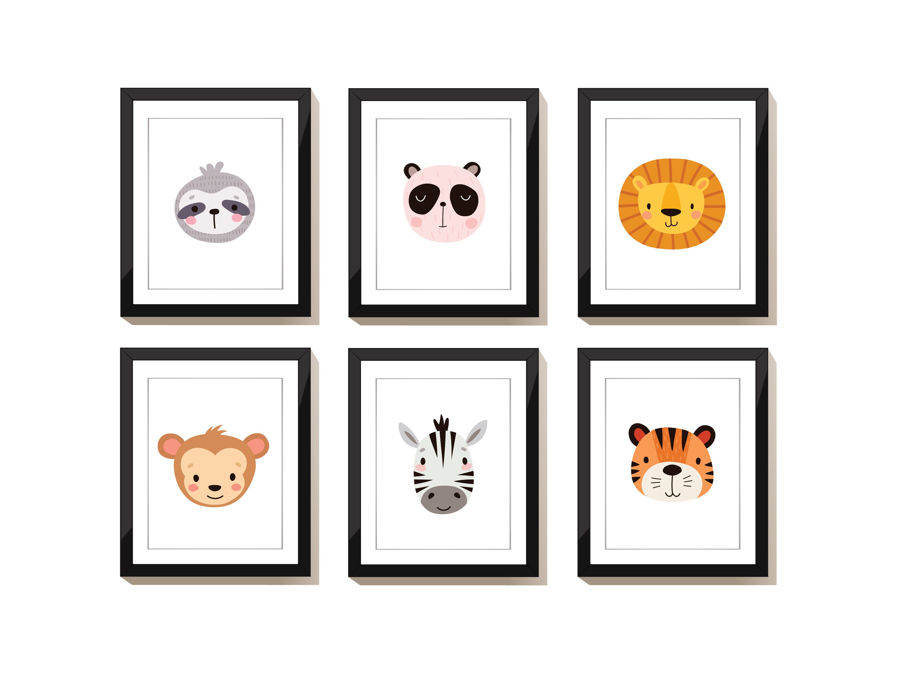Kids animals printable art set of 12 illustrations for kids | Etsy