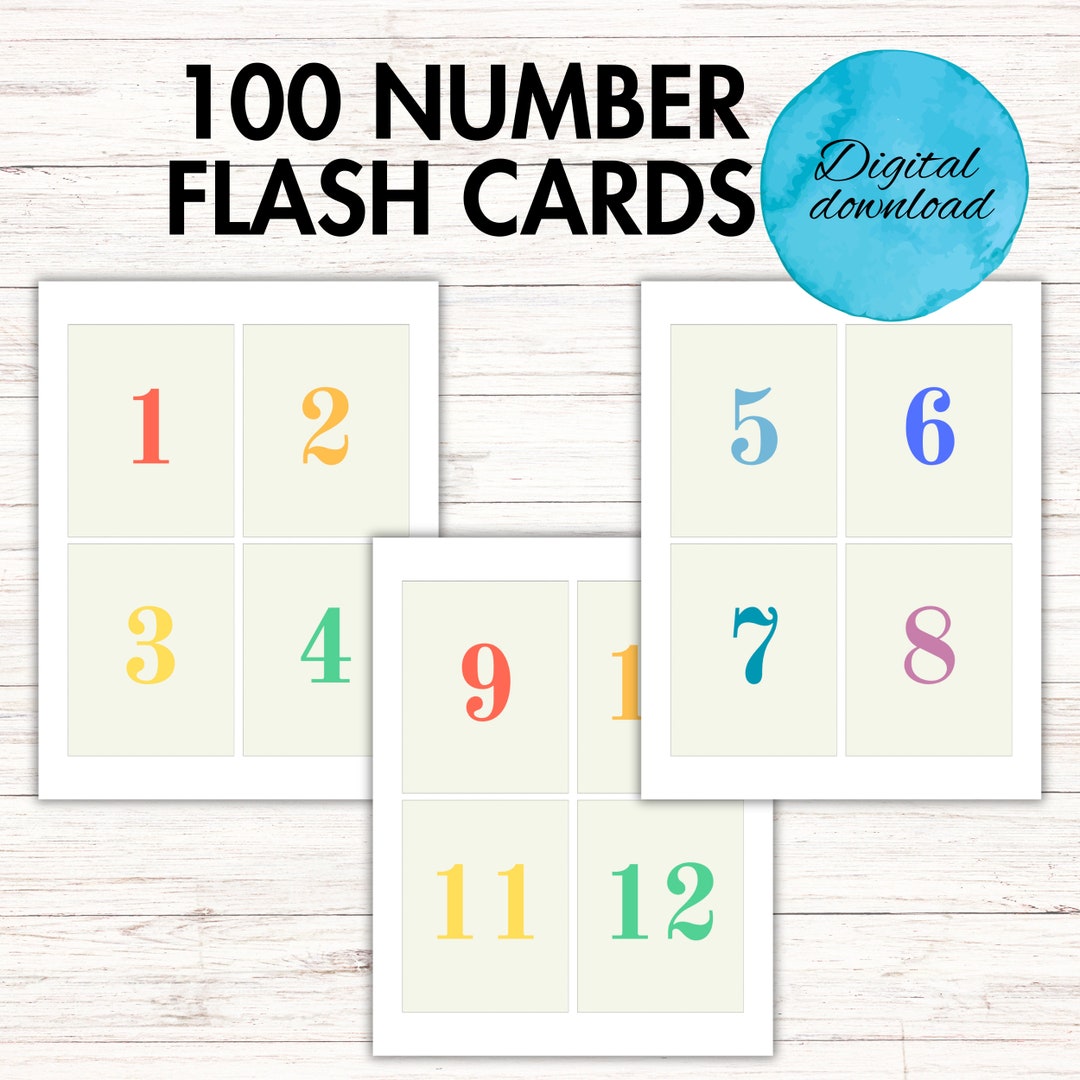 Rainbow 1-100 Number Cards, Printable Number Cards, Counting Flash ...