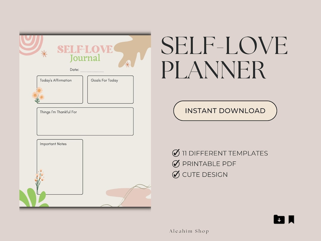 Self Love Printable Self Care Planner Instant Download Self - Etsy
