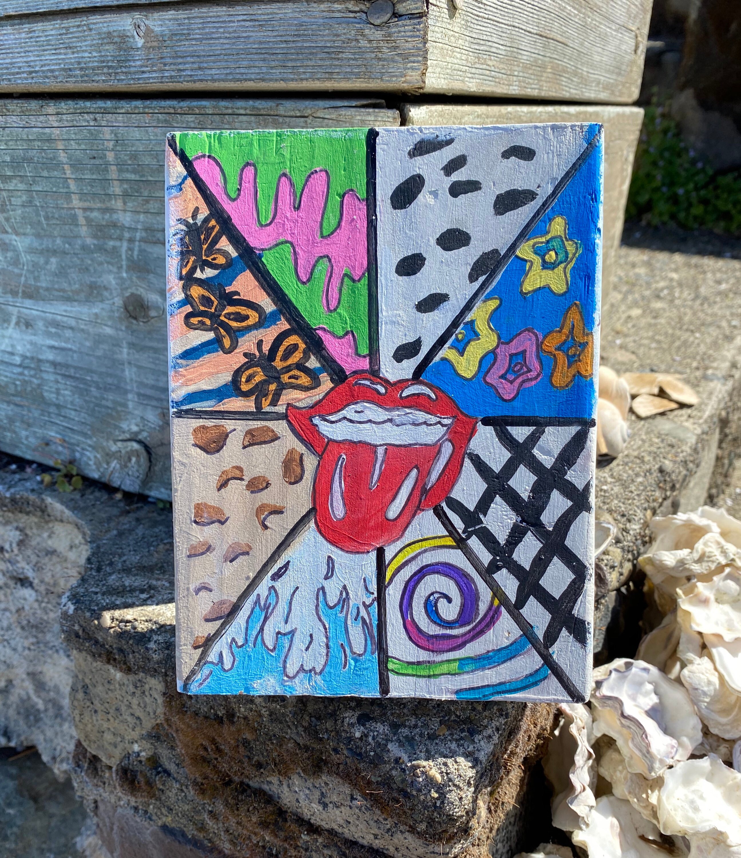 Rolling Stones Painting On Wood Etsy Rolling Stones Painting On Wood Etsy