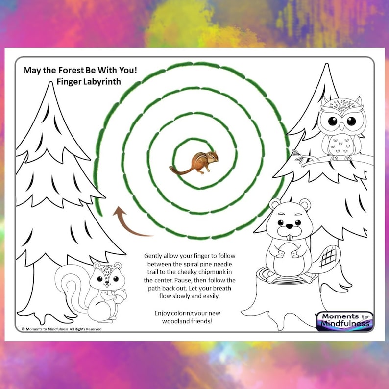 Finger Labyrinth With Coloring Pages, Printable Calming Activities for ...