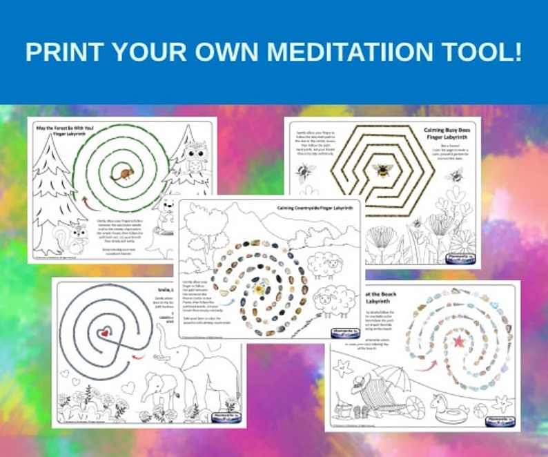 Finger Labyrinth With Coloring Pages, Printable Calming Activities for ...