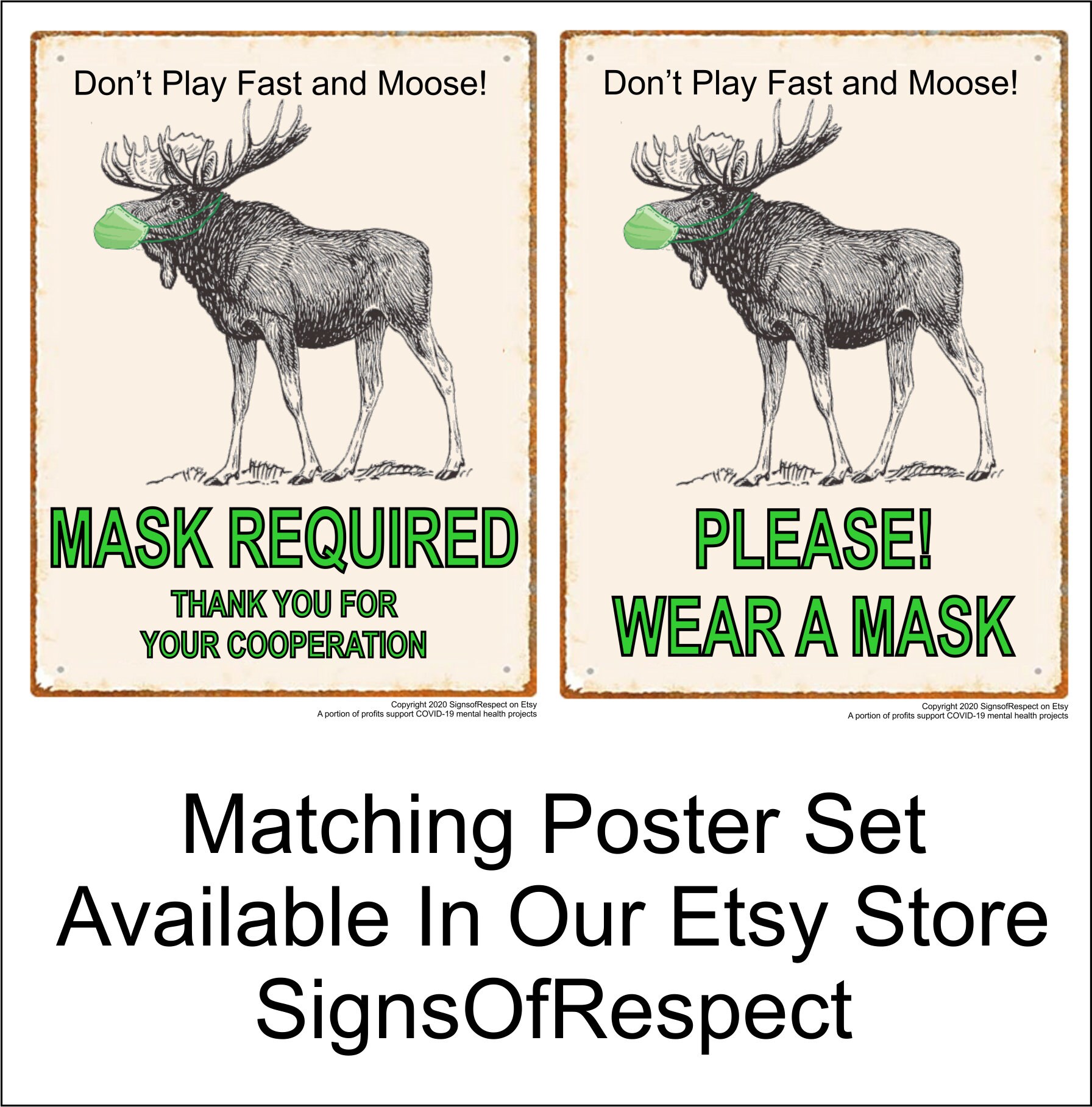 Face Mask With Moose Print Made in USA Moose Wearing Face | Etsy