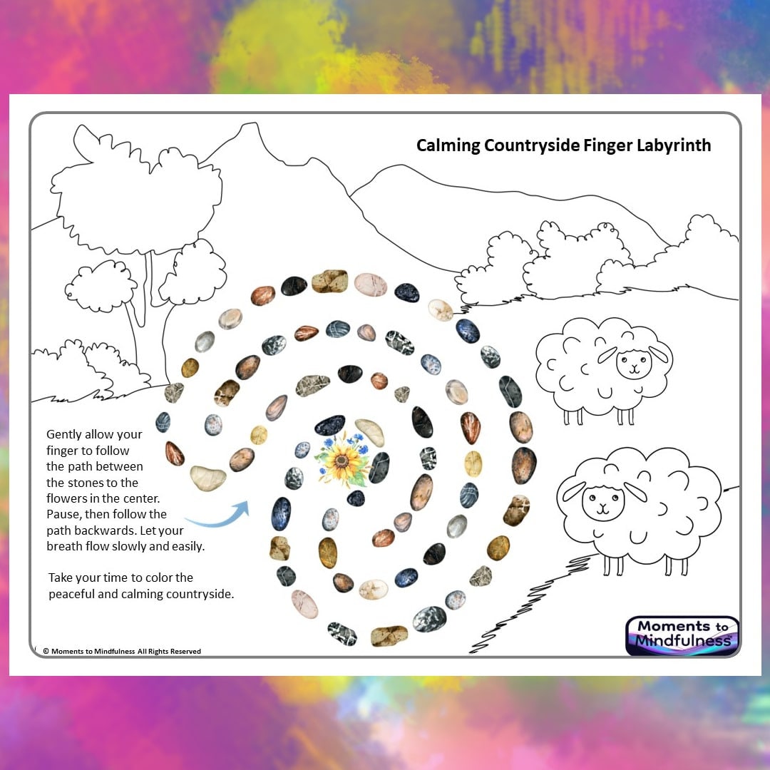 Finger Labyrinth With Coloring Pages, Printable Calming Activities for ...