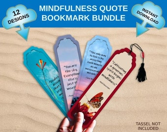 Mindfulness Quotes Bookmark Bundle Inspirational Quotes Meditation Motivation Bookmarks Downloadable Printable Gift For Book Lover Meditator