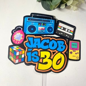 Decorazione per torta anni '90, decorazione per torta stile anni novanta, decorazione per torta personalizzata, decorazione per torta 30° compleanno, decorazione per torta retrò