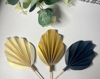 Parelmoerpapier palmspeer taarttopper, handgemaakte taartwaaier