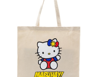 Mabuhay Tote Bag, Filipino Tote Bags, Filipina, Shopping Bag, 14x15 Tote Bag, Natural