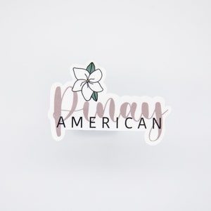 Pinay American Sticker, Filipino Sticker, Pinay Sticker, Filipina Sticker, Filipina American, Sampaguita Flower, Philippines, Filipina