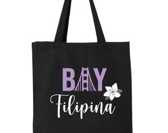 Bay Filipina Tote, Tote Bags, Filipino Tote Bags, Filipina Tote Bags, Shopping Bag, 14x15 Tote Bag, Tan/Sand Tote Bag
