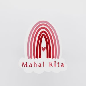 Mahal Kita sticker, regenboog sticker, Filippijnse sticker, Valentijnsdag sticker, sticker voor haar, hart sticker, Filipina, rode regenboog, Pinay
