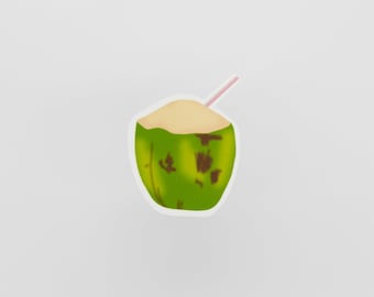 Coconut Sticker, Buko Sticker, Hydroflask Sticker, Philippines, Filipino Sticker, Coconut with a Straw Sticker, Pinoy, Waterbottle Sticker