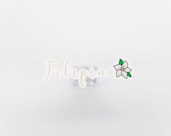Filippinska klistermärke, filippinsk klistermärke, Filipina Sampaguita blomklistermärke, väderbeständig klistermärke, Filippinerna, Pinay klistermärke, filippinska klistermärken