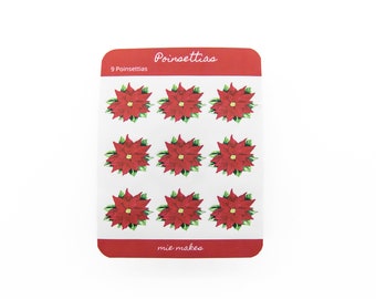Poinsettias Sticker Sheet, Sheet, Filipino Sticker, Flower Sticker