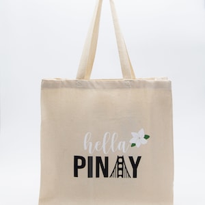 Hella Pinay Tote, Tote Bags, Filipino Tote Bags, Filipina Tote Bags, Shopping Bag, 14x15 Tote Bag, Tan/Sand Tote Bag
