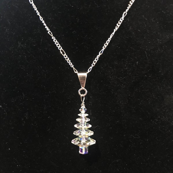 Swarovski Crystal Christmas Tree Pendant Necklace