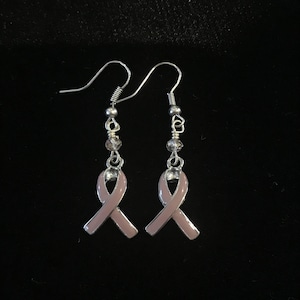 Enameled Breast Cancer Awareness Ribbon Earrings