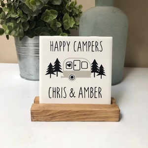 Happy Camper Sign, Camper Decor, Farmhouse Camper Sign, RV Gift Ideas for Women, Camping Gift for Couples, Best Friend Birthday Gift for Her