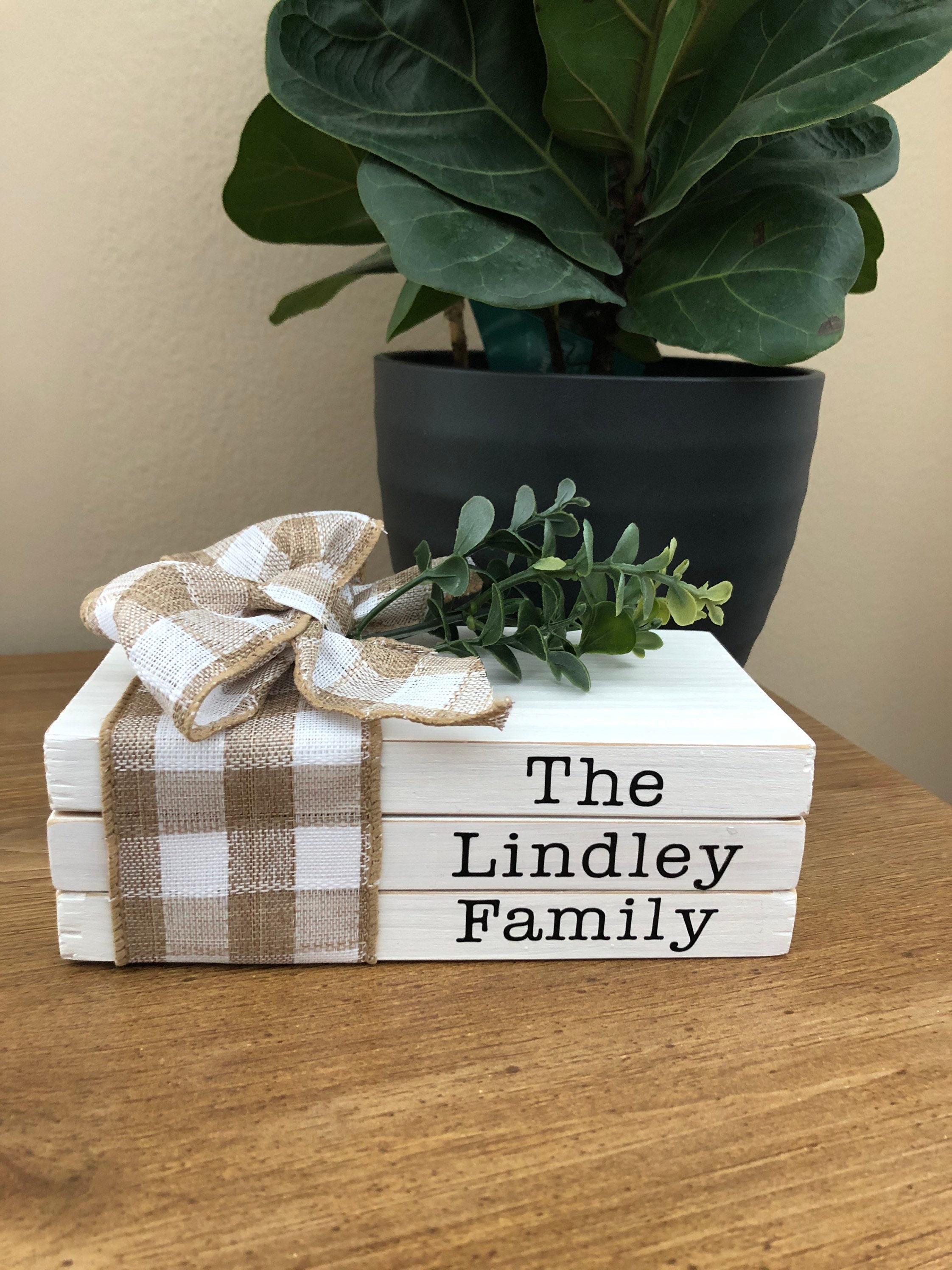 Personalized Wood Books Custom Book Stack Decorative Books Etsy