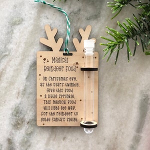 Magic Reindeer Food Wood Card / Rudolph Food / Regalo della vigilia di Natale / Tradizione della vigilia di Natale