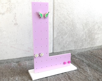 Colored Letter Earring Stand | Little Girl Earring Holder | Jewelry Organizer | Colored Acrylic Earring Stand | Alphabet Stand