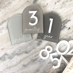 Interchangeable Monthly Milestone Markers | Acrylic Milestone Arches | Baby Milestone Photo Props | Newborn and Birth Announcement | Colored