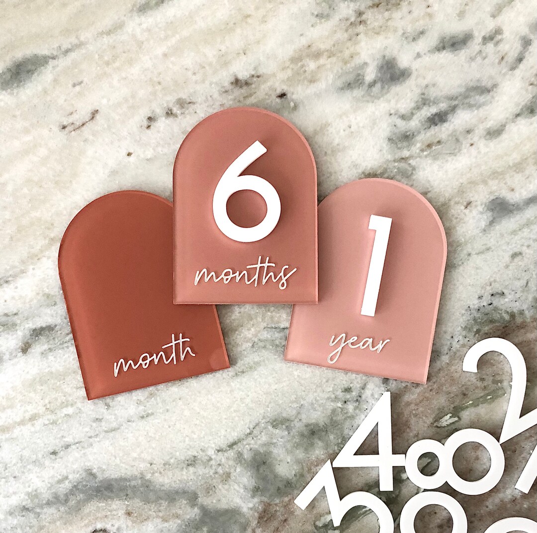 Terracotta Acrylic Baby Milestone Markers | Interchangeable Photo Props ...