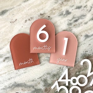 Interchangeable Monthly Milestone Markers | Acrylic Milestone Arches | Baby Milestone Photo Props | Newborn and Birth Announcement | Colored