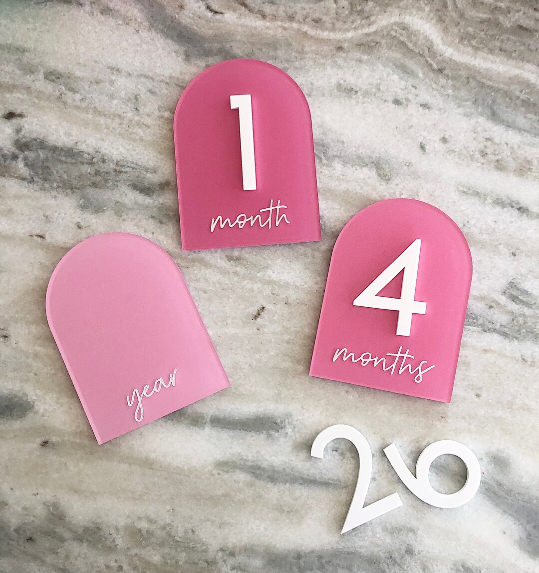 Pink Acrylic Baby Milestone Markers | Interchangeable Photo Props - Etsy