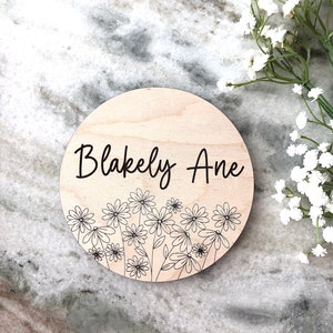 Wooden Baby Name Sign | Hospital Name Plaque | Personalized Baby Name Sign | Newborn Name Photo Prop | Small Baby Name Sign | Floral Sign