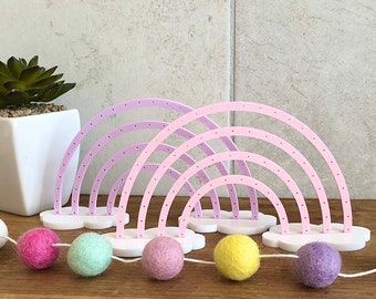 Colored Rainbow  Earring Stand | Little Girl Earring Holder | Jewelry Organizer | Colored Acrylic Earring Stand | Rainbow Stand With Clouds