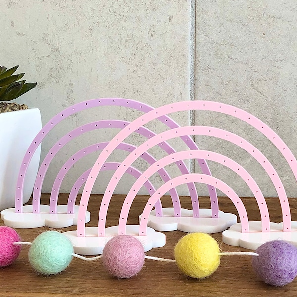 Colored Rainbow  Earring Stand | Little Girl Earring Holder | Jewelry Organizer | Colored Acrylic Earring Stand | Rainbow Stand With Clouds