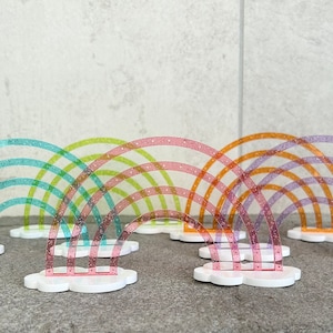 Colored Rainbow  Earring Stand | Little Girl Earring Holder | Jewelry Organizer | Colored Acrylic Earring Stand | Rainbow Stand With Clouds