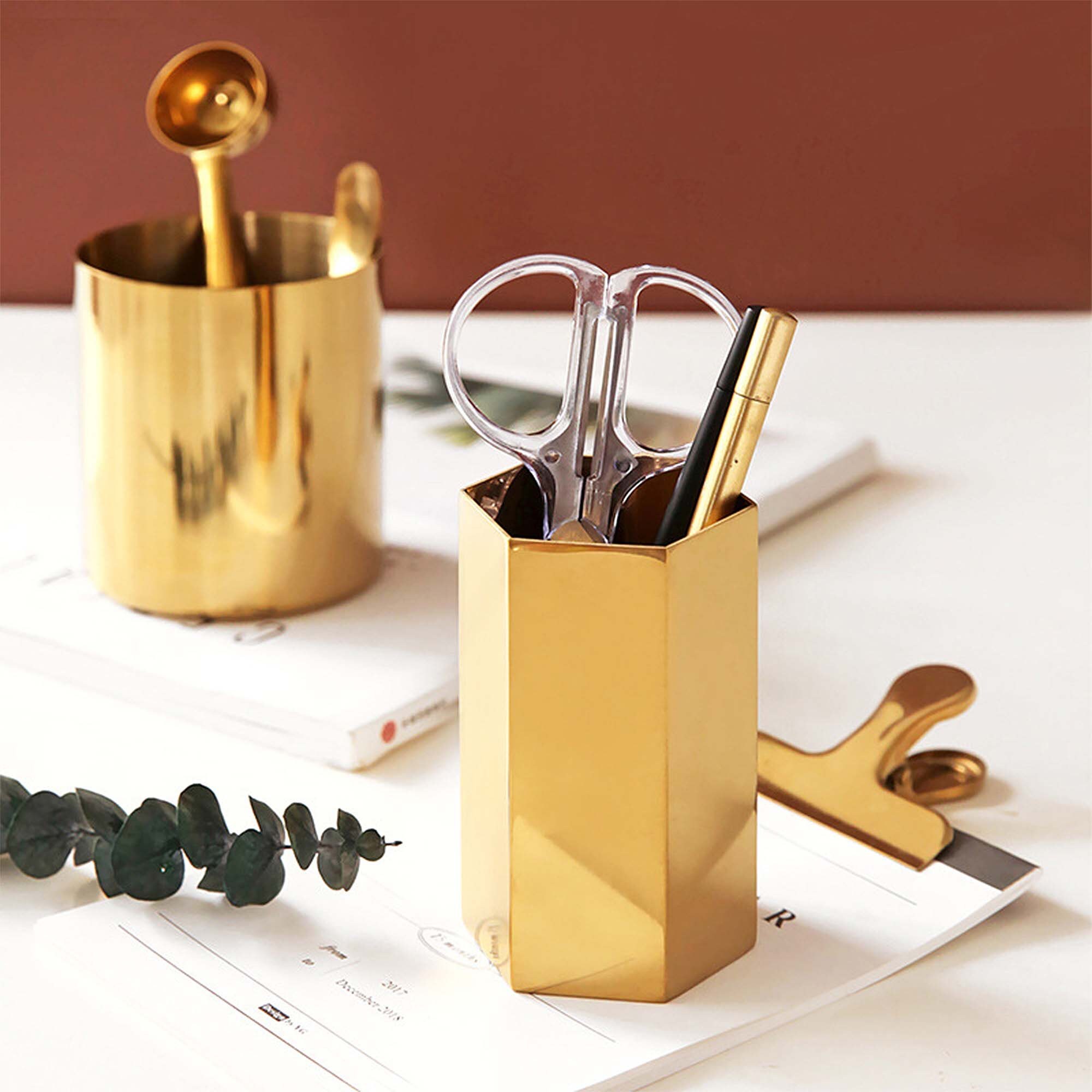 Diamond Pen Holder Hexagonal Pen Holder Round Golden Pen Etsy