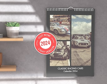 Classic Racing Cars 2024 Calendar Light Version - Vintage Race Cars from Le Mans Classic - Wall Calendars