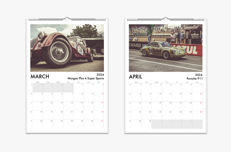 Classic Racing Cars 2024 Calendar Light Version Vintage Race Cars From