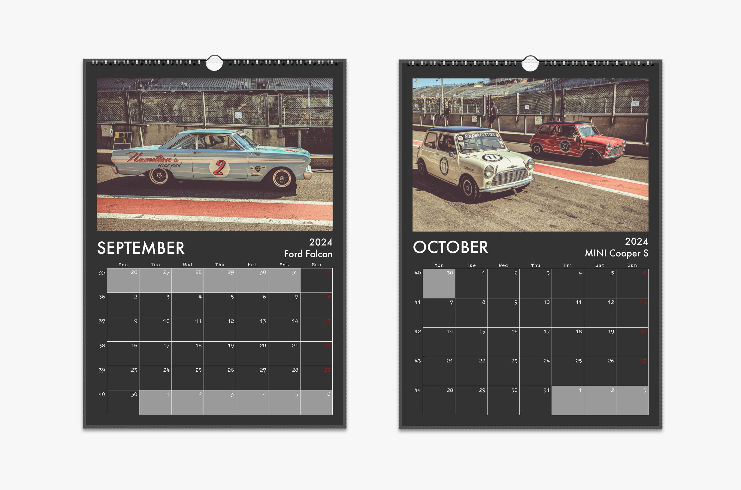 Classic Race Cars 2024 Calendar Dark Version Vintage Racing From Spa